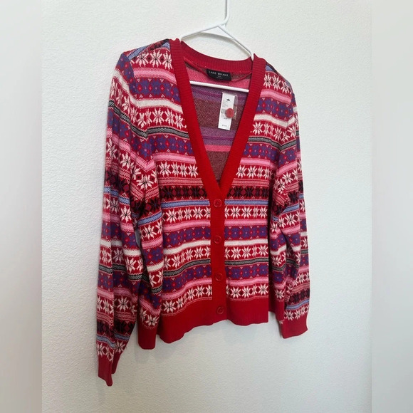 NWT Lane Bryant Button Up Christmas‎ Cardigan Snowflakes Size 18/20 - Picture 2 of 9